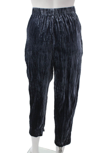Ettitwa Women Ankle Pants Blue Viscose Pull On Solid Size S