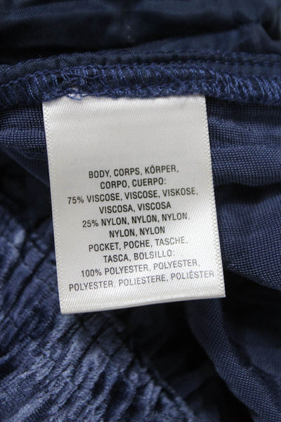 Ettitwa Women Ankle Pants Blue Viscose Pull On Solid Size S