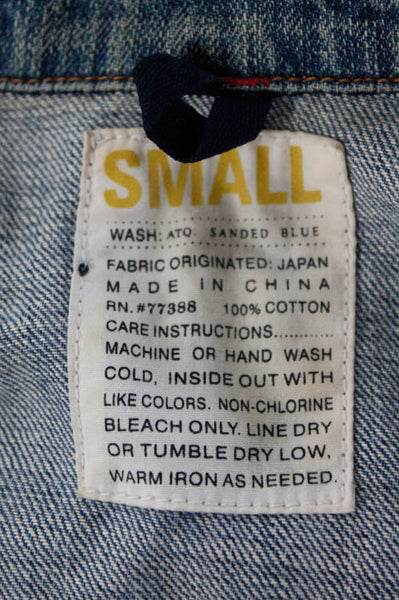 J Crew Blue Cotton Ripped Denim Button Front Jean Jacket Size Small