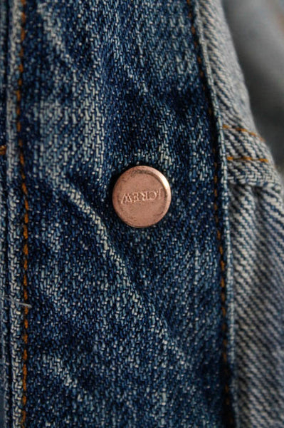 J Crew Blue Cotton Ripped Denim Button Front Jean Jacket Size Small