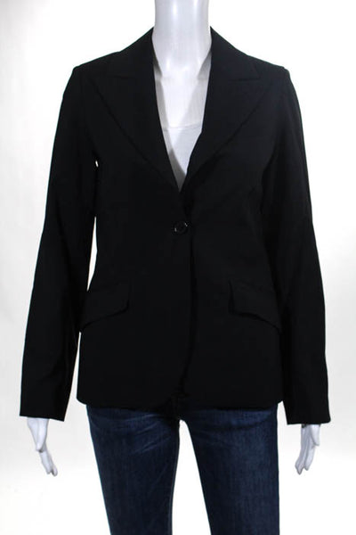 Jennifer Hope Black Wool Wide Lapel One Button Blazer Size 2