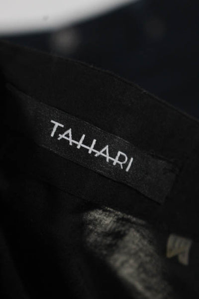 Tahari Black Cotton Ruffled Front Button Down Long Sleeve Shirt Size Large