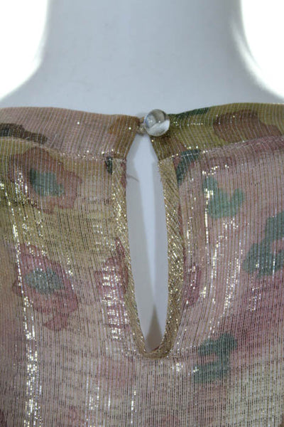 Amy Matto  Pink Metallic Overlay Bell Sleeve Bateau Neck Dress Size 8