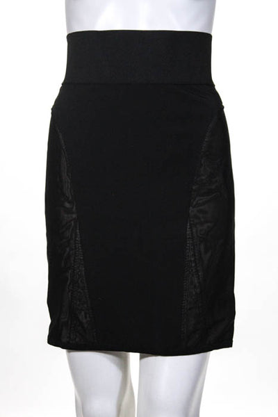 Elizabeth and James Black Elastic Waist Mesh Contrast Pencil Skirt Size 2