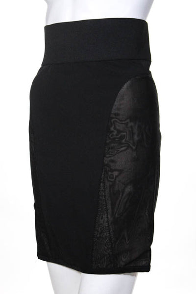 Elizabeth and James Black Elastic Waist Mesh Contrast Pencil Skirt Size 2