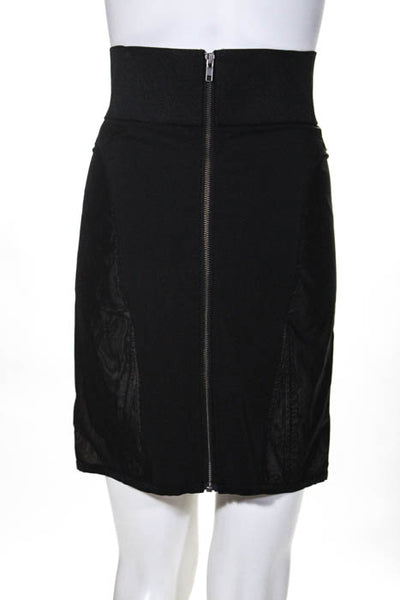 Elizabeth and James Black Elastic Waist Mesh Contrast Pencil Skirt Size 2