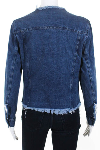 Marques Almeida Blue Denim Distressed Snap Front Jean Jacket Size Small