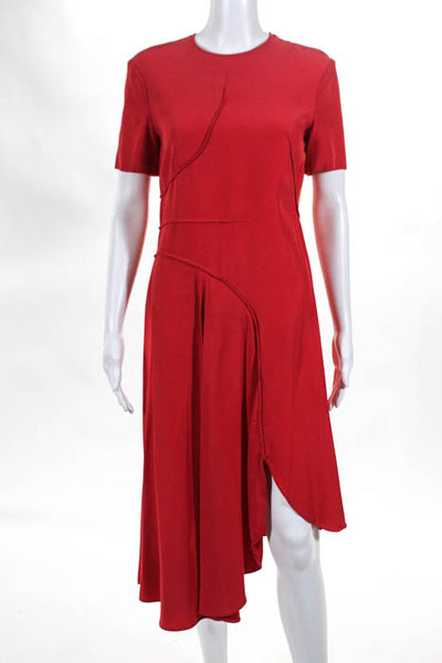 Cedric Charlier Red Asymmetrical Dress Size European 42 $990 10518204