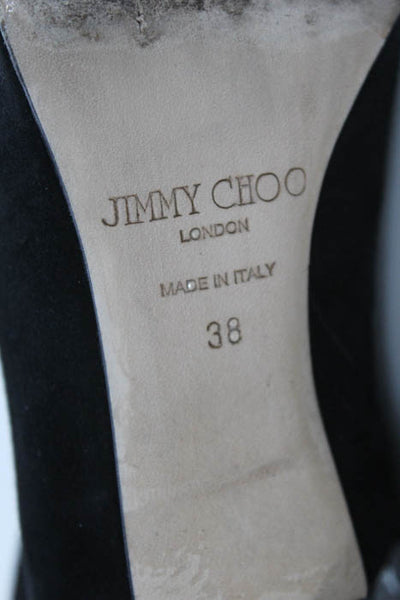 Jimmy Choo Black Suede Round Toe Over Knee Boots Size 38 8