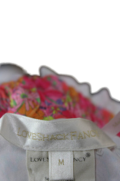 Love Shack Fancy Women Pink Floral A-Line Skirt Polyester Drawstring Size M