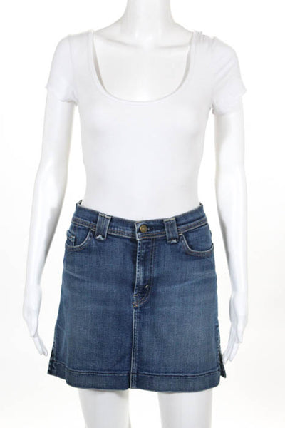 7 For All Mankind Blue Cotton Five Pocket Denim Skirt Size 31
