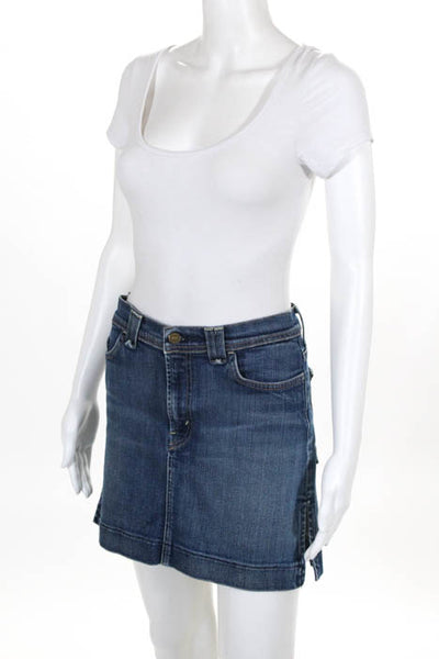 7 For All Mankind Blue Cotton Five Pocket Denim Skirt Size 31