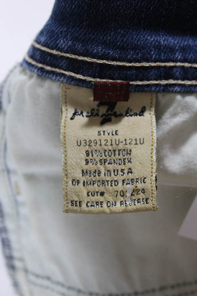 7 For All Mankind Blue Cotton Five Pocket Denim Skirt Size 31