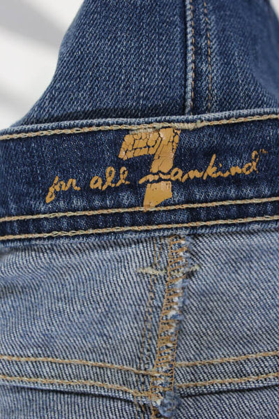 7 For All Mankind Blue Cotton Five Pocket Denim Skirt Size 31
