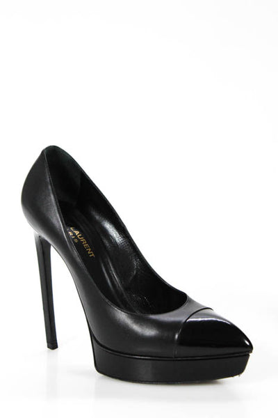Saint Laurent Black Leather Pointed Toe Platform Stiletto Pumps Size 38.5 8.5
