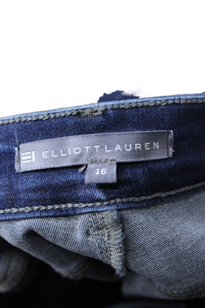 Elliott Lauren Womens Straight Jeans Blue High Rise Cotton Blend Size 16