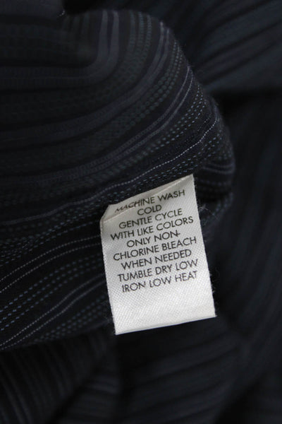 Calvin Klein Mens Cotton Striped Print Button Down Shirt Black Size L