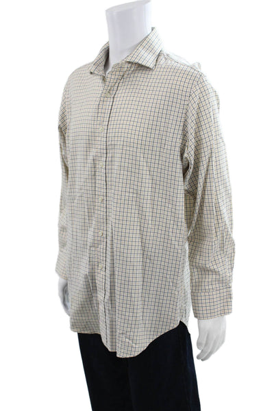 Polo Ralph Lauren Mens Cotton Geometric Print Button Down Shirt White Size 16