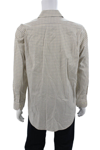 Polo Ralph Lauren Mens Cotton Geometric Print Button Down Shirt White Size 16