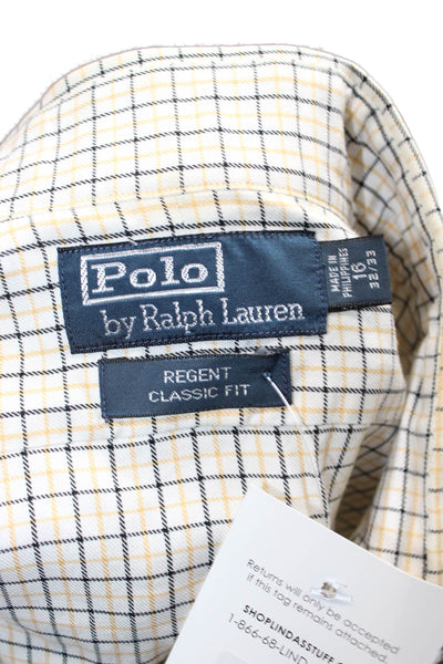 Polo Ralph Lauren Mens Cotton Geometric Print Button Down Shirt White Size 16