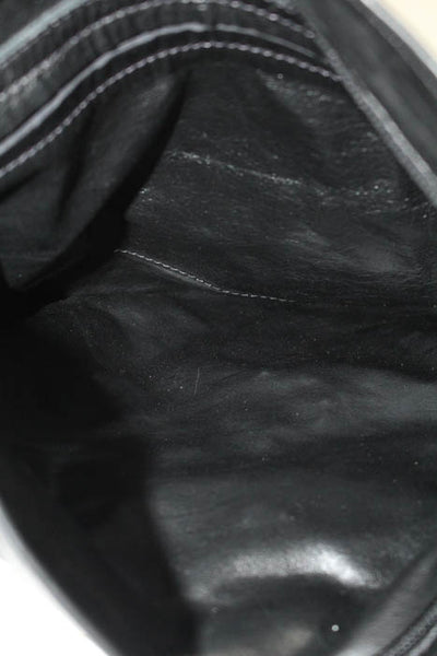 Perez Sans Black Suede Leather Sterling Silver Skull Applique Crossbody Handbag