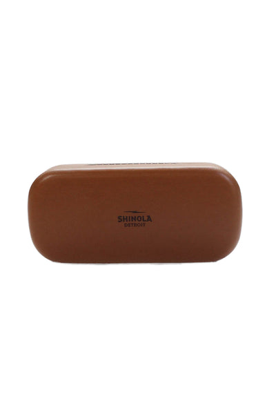 Shinola Womens SH 1503S Rounded Sunglasses Brown Black Plastic