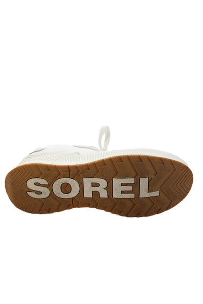 Sorel Womens Lace Up Suede Trim Canvas Low Top Sneakers White Size 10.5