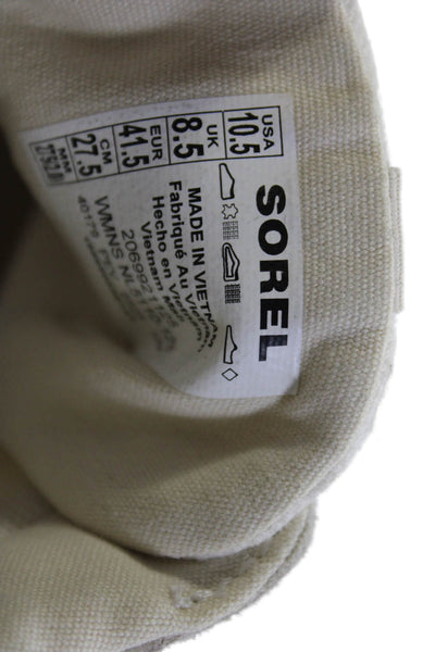 Sorel Womens Lace Up Suede Trim Canvas Low Top Sneakers White Size 10.5