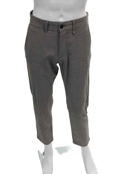 Zara Mens Gray Check Dress Pants Polyester Button Closure Size 30