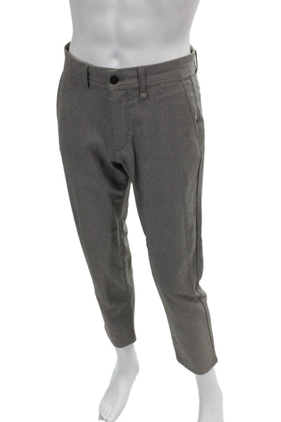 Zara Mens Gray Check Dress Pants Polyester Button Closure Size 30