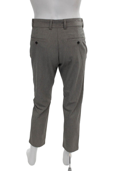 Zara Mens Gray Check Dress Pants Polyester Button Closure Size 30