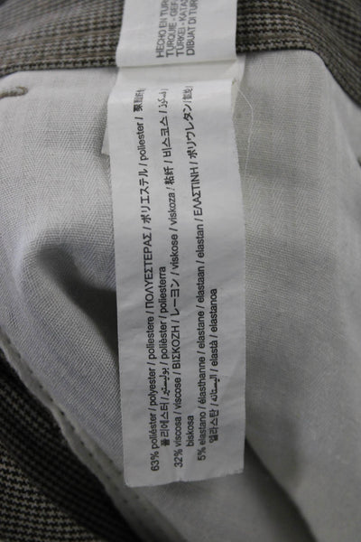 Zara Mens Gray Check Dress Pants Polyester Button Closure Size 30
