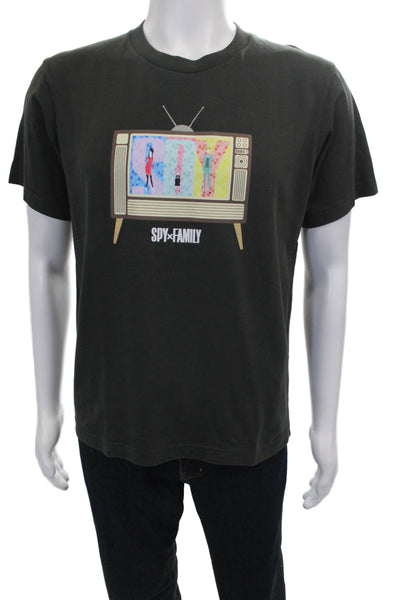 Uniqlo Unisex T-Shirt Green Anime Graphic 100% Cotton Crew Neck Size S