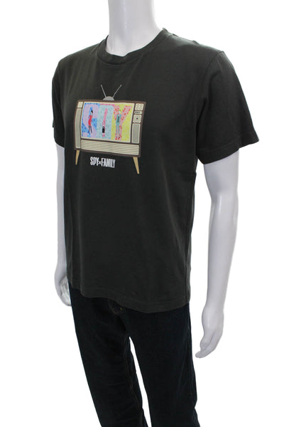 Uniqlo Unisex T-Shirt Green Anime Graphic 100% Cotton Crew Neck Size S