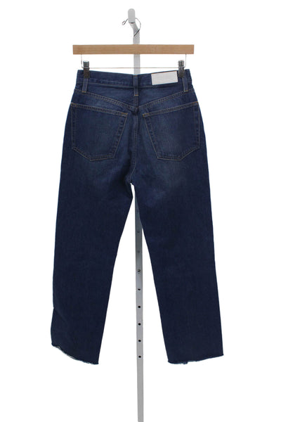 Re/Done Women Straight Jeans Blue Low Rise Button 100% Cotton Size 26