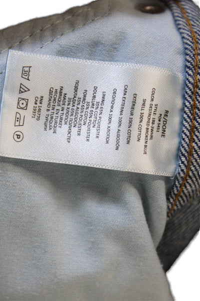 Re/Done Women Straight Jeans Blue Low Rise Button 100% Cotton Size 26