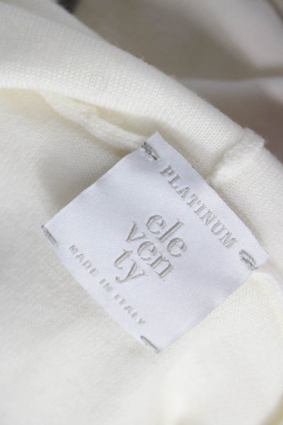 ELEVENTY Womens Wool Round Neck Pullover Sweater White Size 2XS