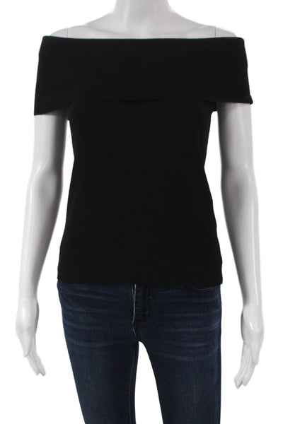 Jardin Des Orangers Womens Black Off Shoulder Pullover Short Sleeve Size XS