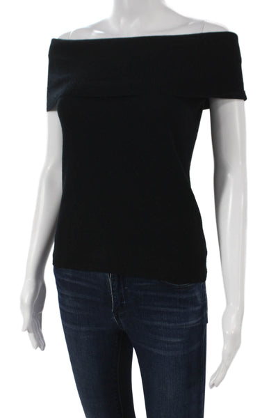 Jardin Des Orangers Womens Black Off Shoulder Pullover Short Sleeve Size XS