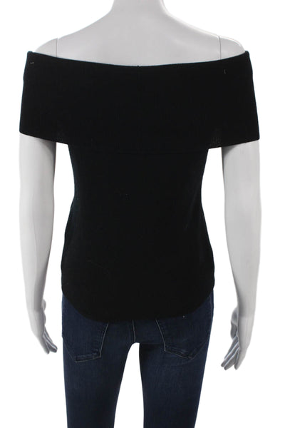 Jardin Des Orangers Womens Black Off Shoulder Pullover Short Sleeve Size XS