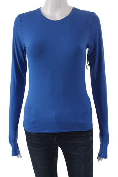 Splits 59 Womens Basic Long Sleeve Crew Neck Blue Spandex T-Shirt Size S