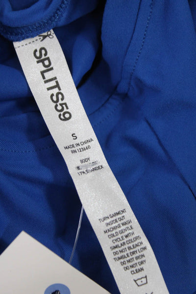 Splits 59 Womens Basic Long Sleeve Crew Neck Blue Spandex T-Shirt Size S