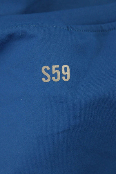Splits 59 Womens Basic Long Sleeve Crew Neck Blue Spandex T-Shirt Size S