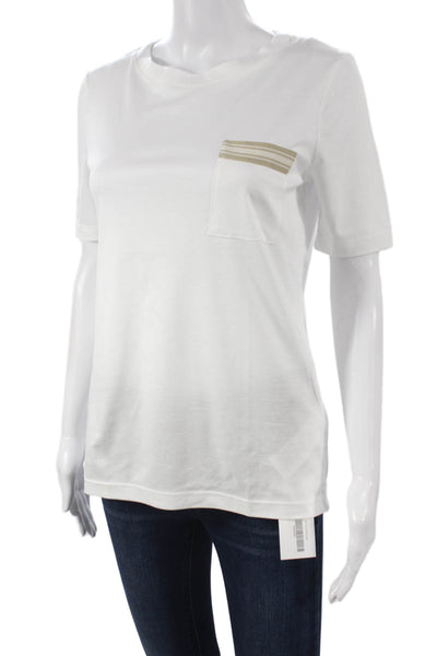 ELEVENTY Women Basic White Lyocell Crewneck Short Sleeve T-Shirt Size M