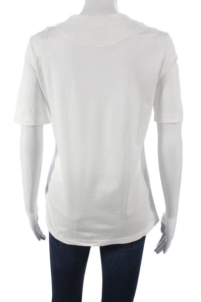 ELEVENTY Women Basic White Lyocell Crewneck Short Sleeve T-Shirt Size M