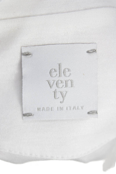 ELEVENTY Women Basic White Lyocell Crewneck Short Sleeve T-Shirt Size M