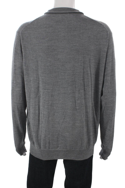 Peter Millar Mens Gray Merino Wool Mock Neck Pullover Sweater Size L