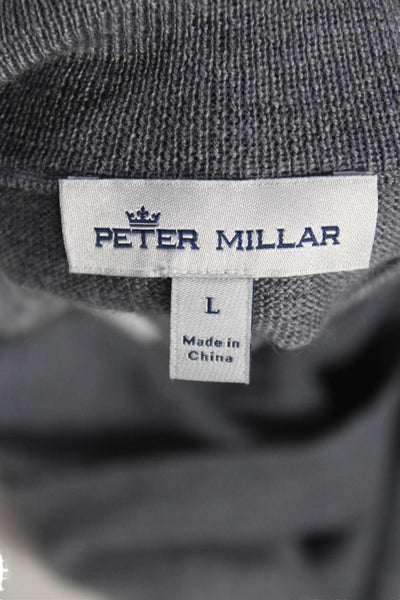 Peter Millar Mens Gray Merino Wool Mock Neck Pullover Sweater Size L