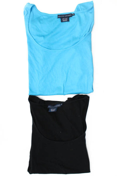 Ralph Lauren Black Blue Cotton Short Sleeve Scoopneck Tee Shirt Lot Size XSmall