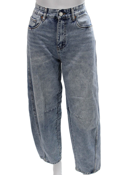 Blank NYC Womens Mom Jeans High Rise Blue Cotton Button 29 Inseam Size 25
